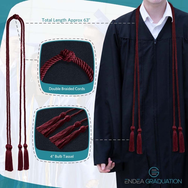 Endea Graduation Double Honor Cord (Maroon) - Image 3